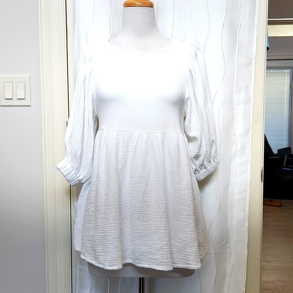 Hyfve White Babydoll Balloon Sleeve Dress